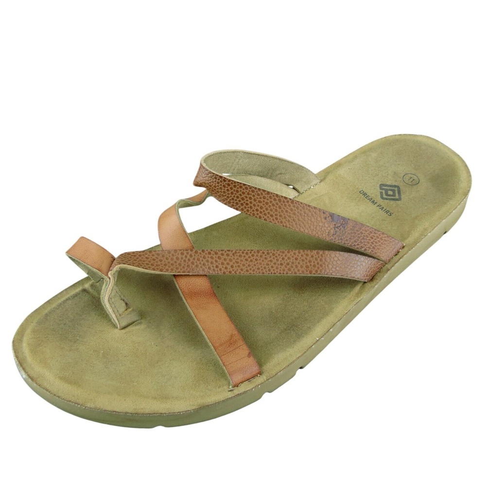 Dream Pairs  Women‎ Flip Flop Sandal Shoes Brown Synthetic Size 11 Medium